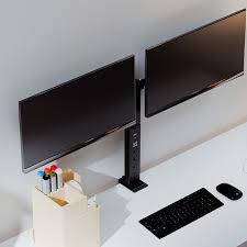 Base Monitor Doble 13-32p Escritorio Klip Kmm-510 Con Regleta