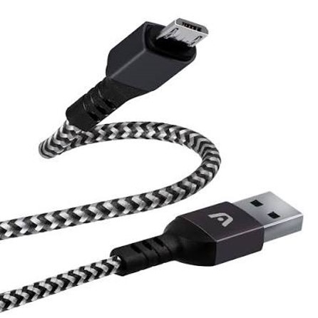 CABLE USB TO MICRO USB ARGOM ARG-CB-0021BK 6FT BRAIDED