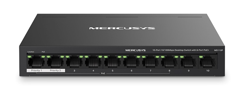 LAN SWITCH 10P MERCUSYS MS110P 10/100 MBPS CON POE+