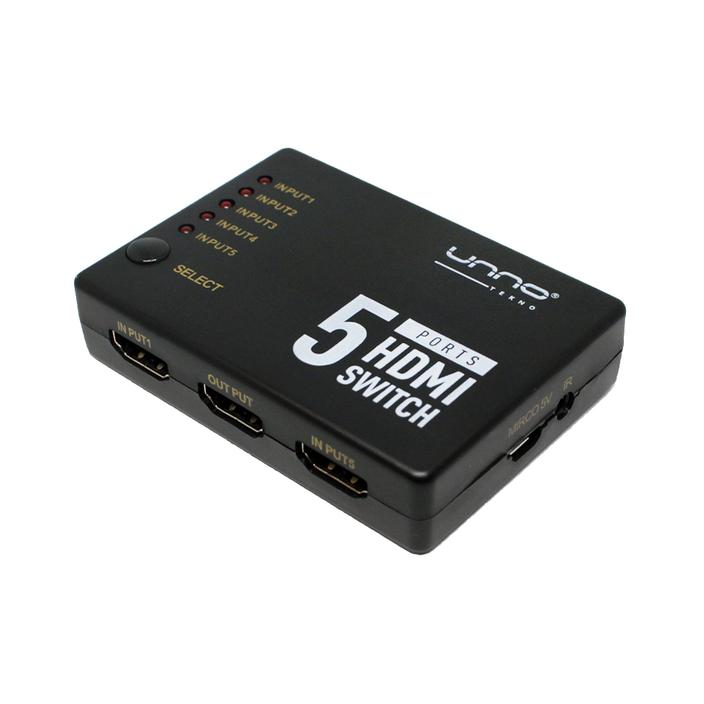 SWITCH HDMI 5PORT UNNO HB1203BK