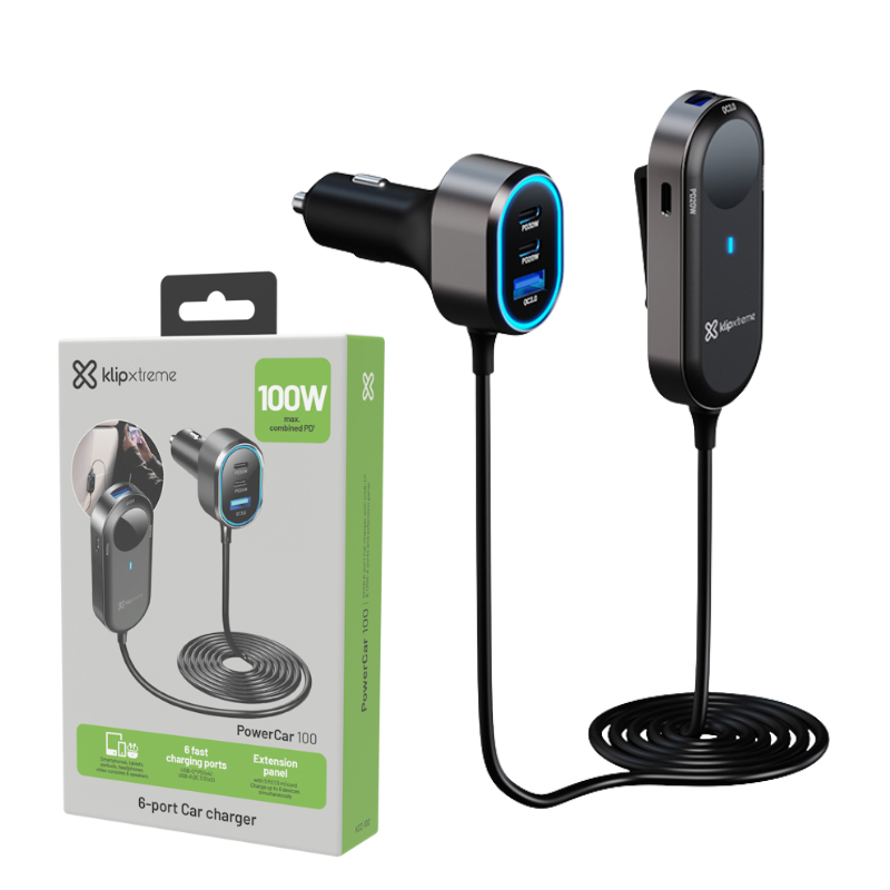 CARGADOR CARRO USB/ TIPO C KLIPX 100W KCC-100